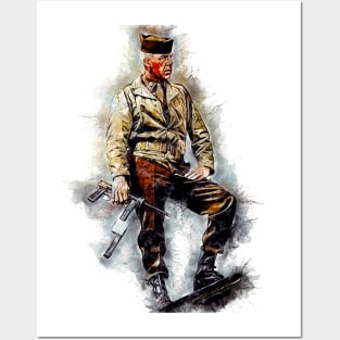 Lee Marvin Unique World War 2 Movie Watercolor Portrait Posters and Art